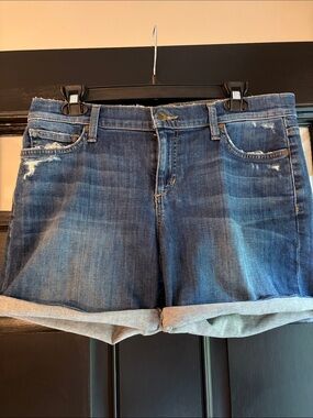 Joe's Jeans Rolled Cuff Distressed Denim Shorts - Blue